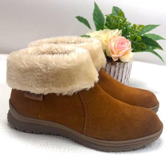 NWT Minnetonka Fur Trim Suede Leather Boots Size 7 - Picture 4 of 9